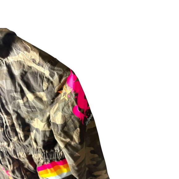 Epic Threads Girls Camo Hooded Jacket W/ Rainbow & Star Accents Size M Elastic W - Picture 3 of 13